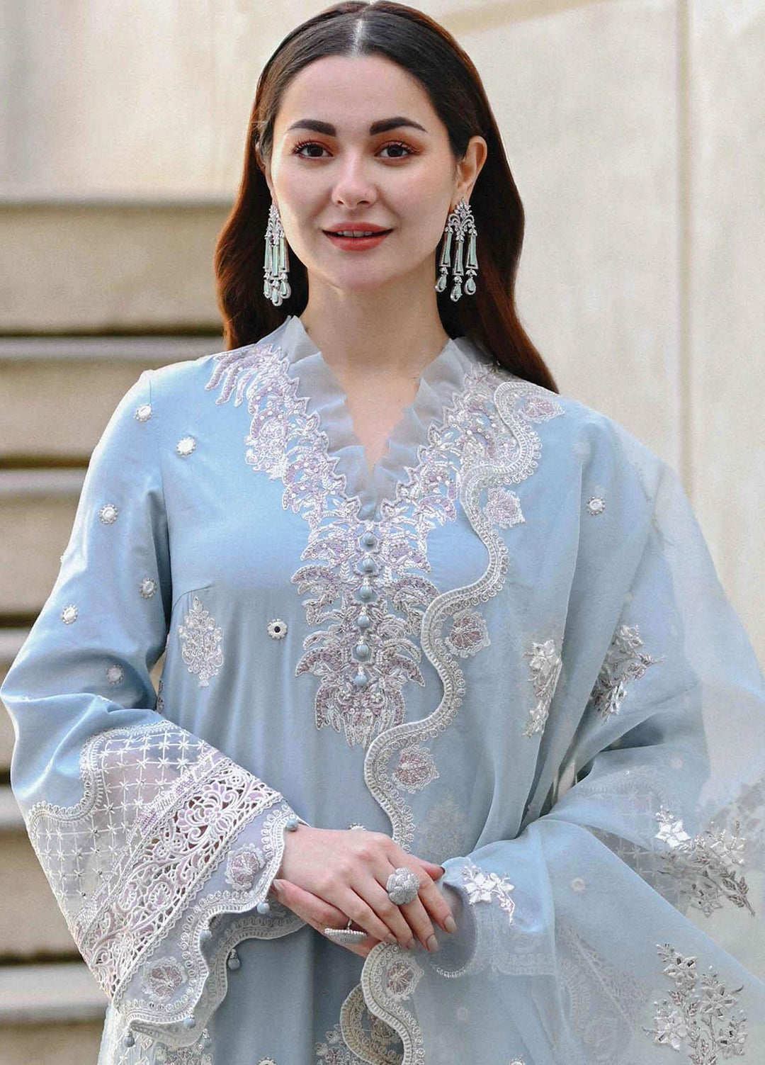 Sahil by Qalamkar Embroidered Lawn Suits Unstitched 3 Piece QLM23S SP-04 Aaima - Luxury Collection