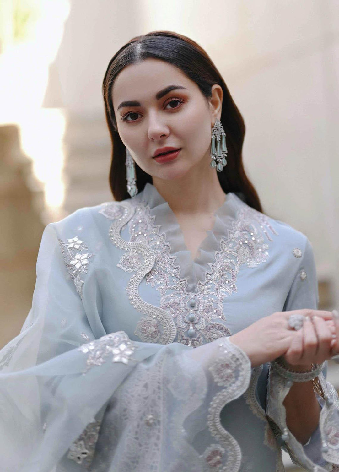 Sahil by Qalamkar Embroidered Lawn Suits Unstitched 3 Piece QLM23S SP-04 Aaima - Luxury Collection