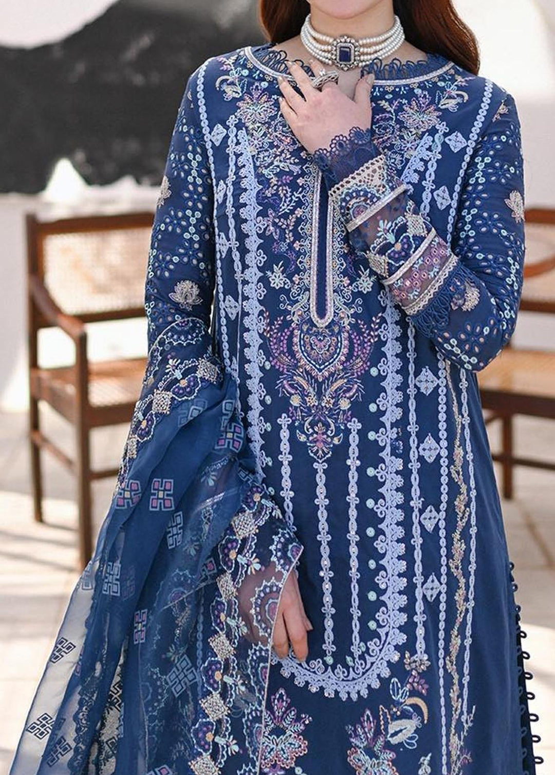 Sahil by Qalamkar Embroidered Lawn Suits Unstitched 3 Piece QLM23S SP-06 Kiral - Luxury Collection