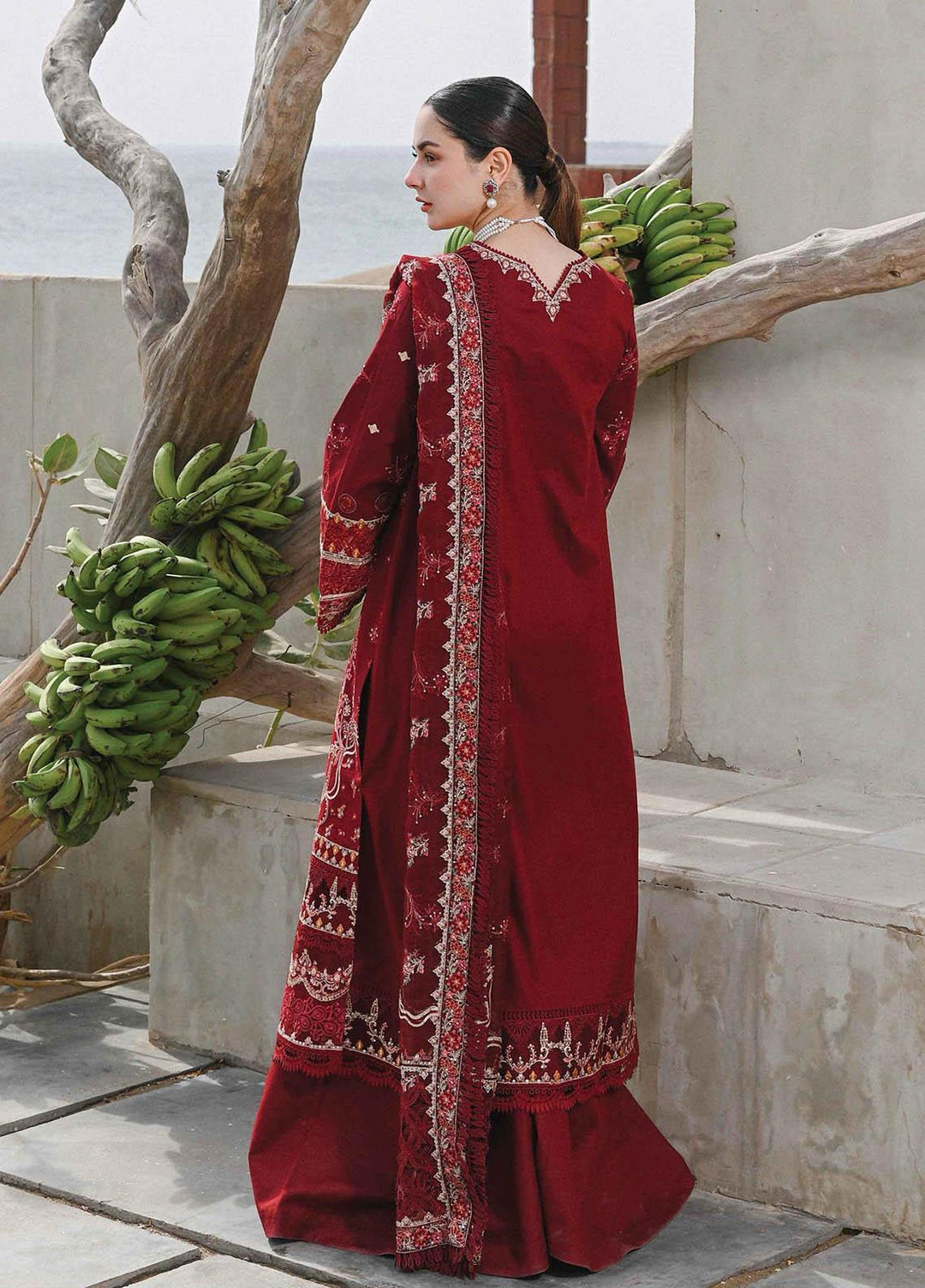 Sahil by Qalamkar Embroidered Lawn Suits Unstitched 3 Piece QLM23S SP-08 Mirha - Luxury Collection