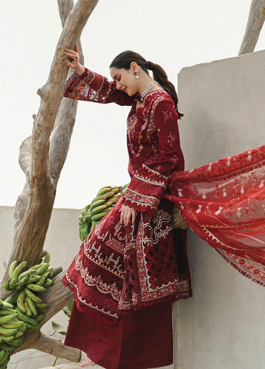 Sahil by Qalamkar Embroidered Lawn Suits Unstitched 3 Piece QLM23S SP-08 Mirha - Luxury Collection