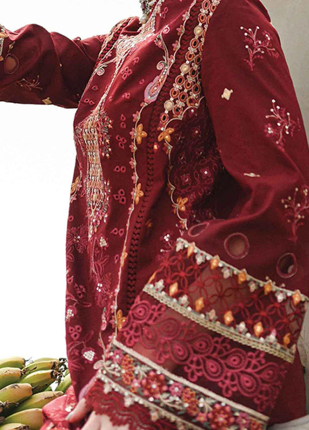 Sahil by Qalamkar Embroidered Lawn Suits Unstitched 3 Piece QLM23S SP-08 Mirha - Luxury Collection
