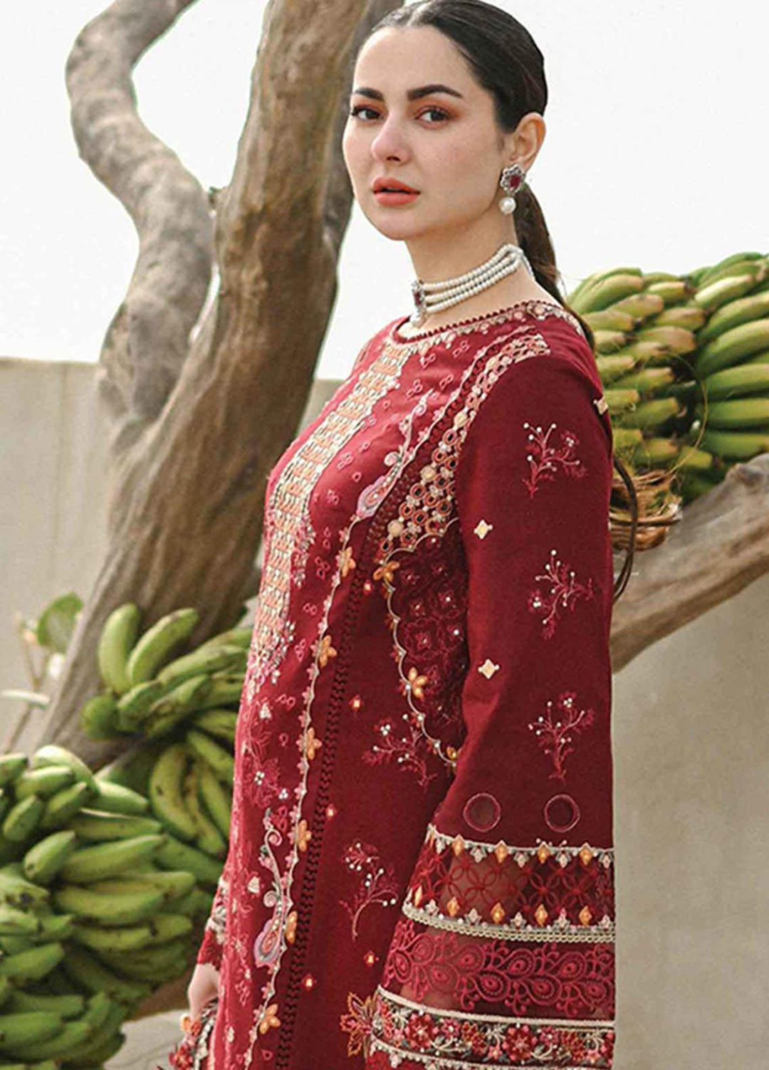 Sahil by Qalamkar Embroidered Lawn Suits Unstitched 3 Piece QLM23S SP-08 Mirha - Luxury Collection