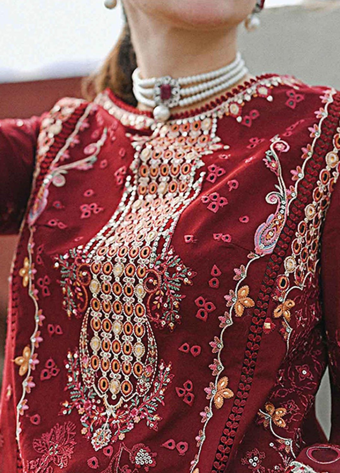 Sahil by Qalamkar Embroidered Lawn Suits Unstitched 3 Piece QLM23S SP-08 Mirha - Luxury Collection