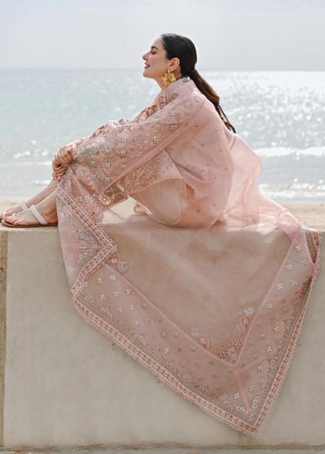 Sahil by Qalamkar Embroidered Lawn Suits Unstitched 3 Piece QLM23S SP-09 Ansha - Luxury Collection