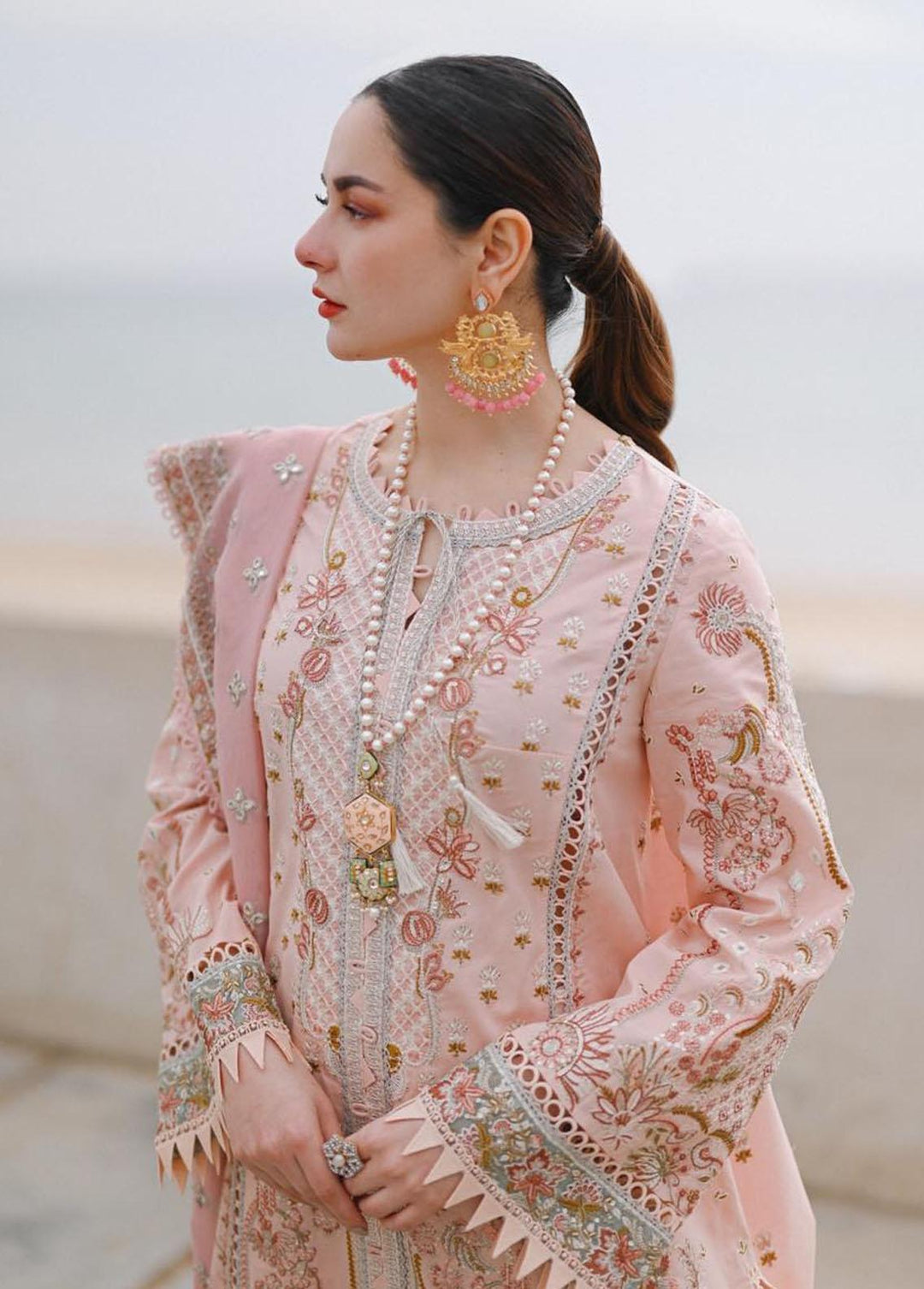 Sahil by Qalamkar Embroidered Lawn Suits Unstitched 3 Piece QLM23S SP-09 Ansha - Luxury Collection