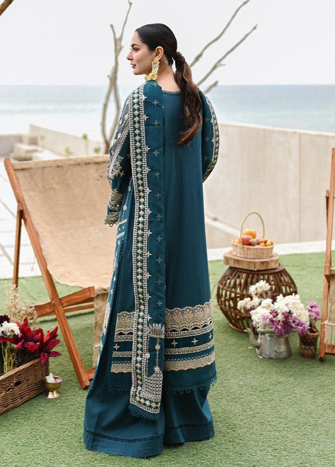Sahil by Qalamkar Embroidered Lawn Suits Unstitched 3 Piece QLM23S SP-10 Zahra - Luxury Collection