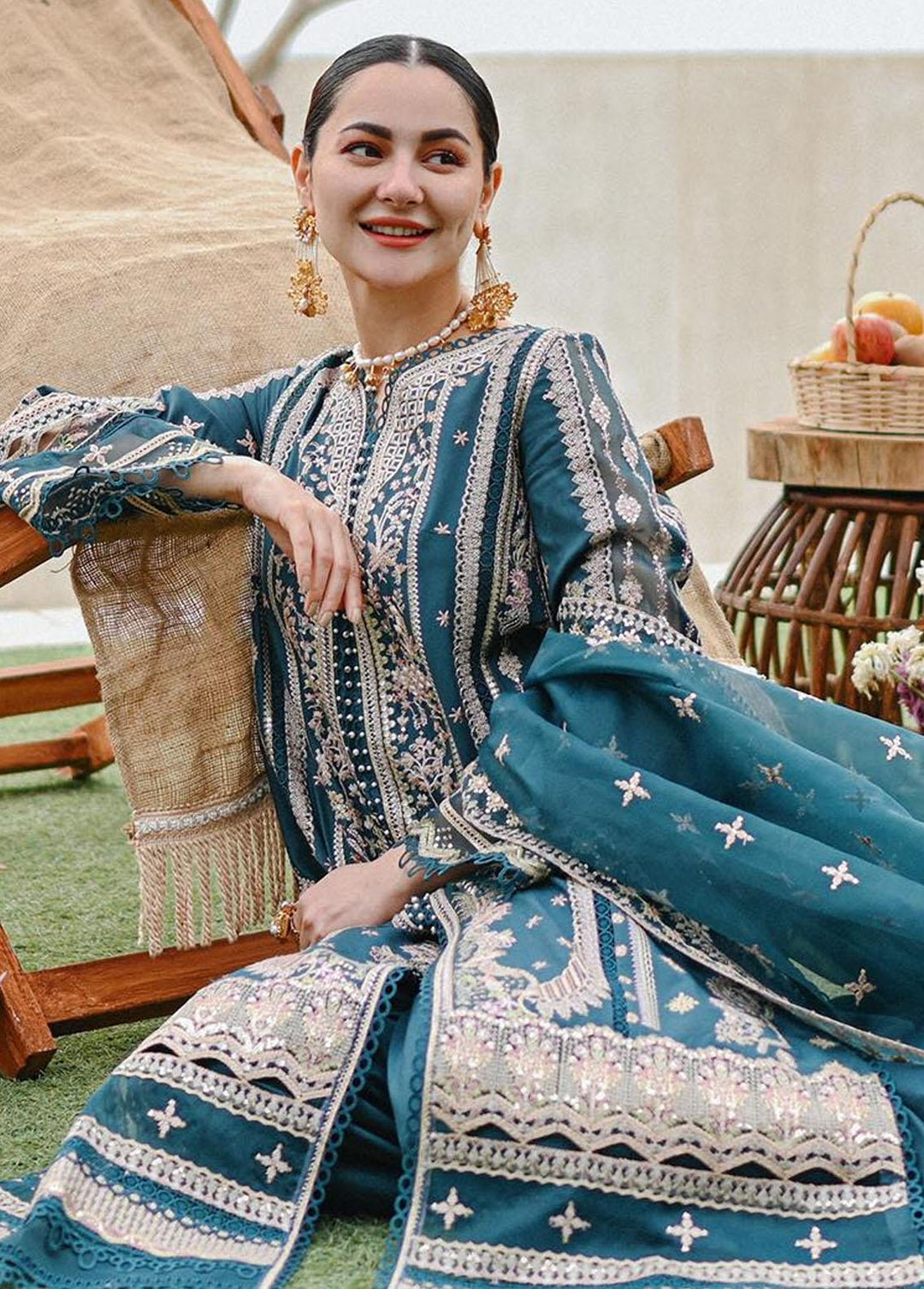 Sahil by Qalamkar Embroidered Lawn Suits Unstitched 3 Piece QLM23S SP-10 Zahra - Luxury Collection