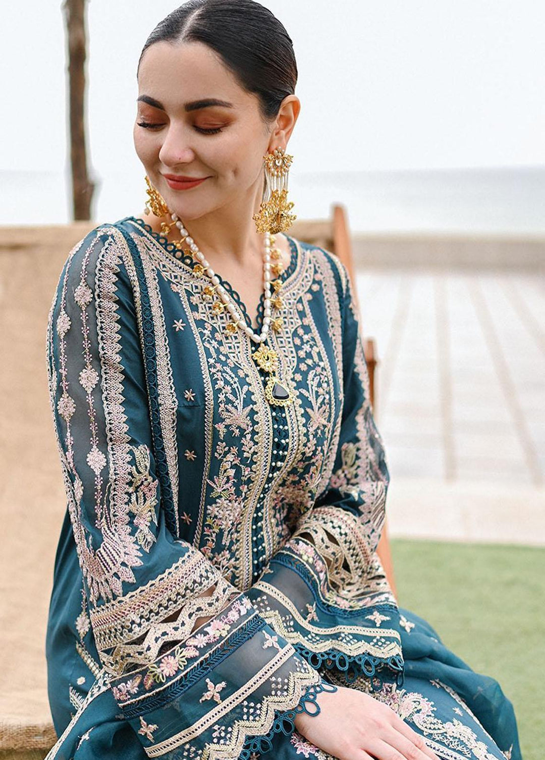 Sahil by Qalamkar Embroidered Lawn Suits Unstitched 3 Piece QLM23S SP-10 Zahra - Luxury Collection