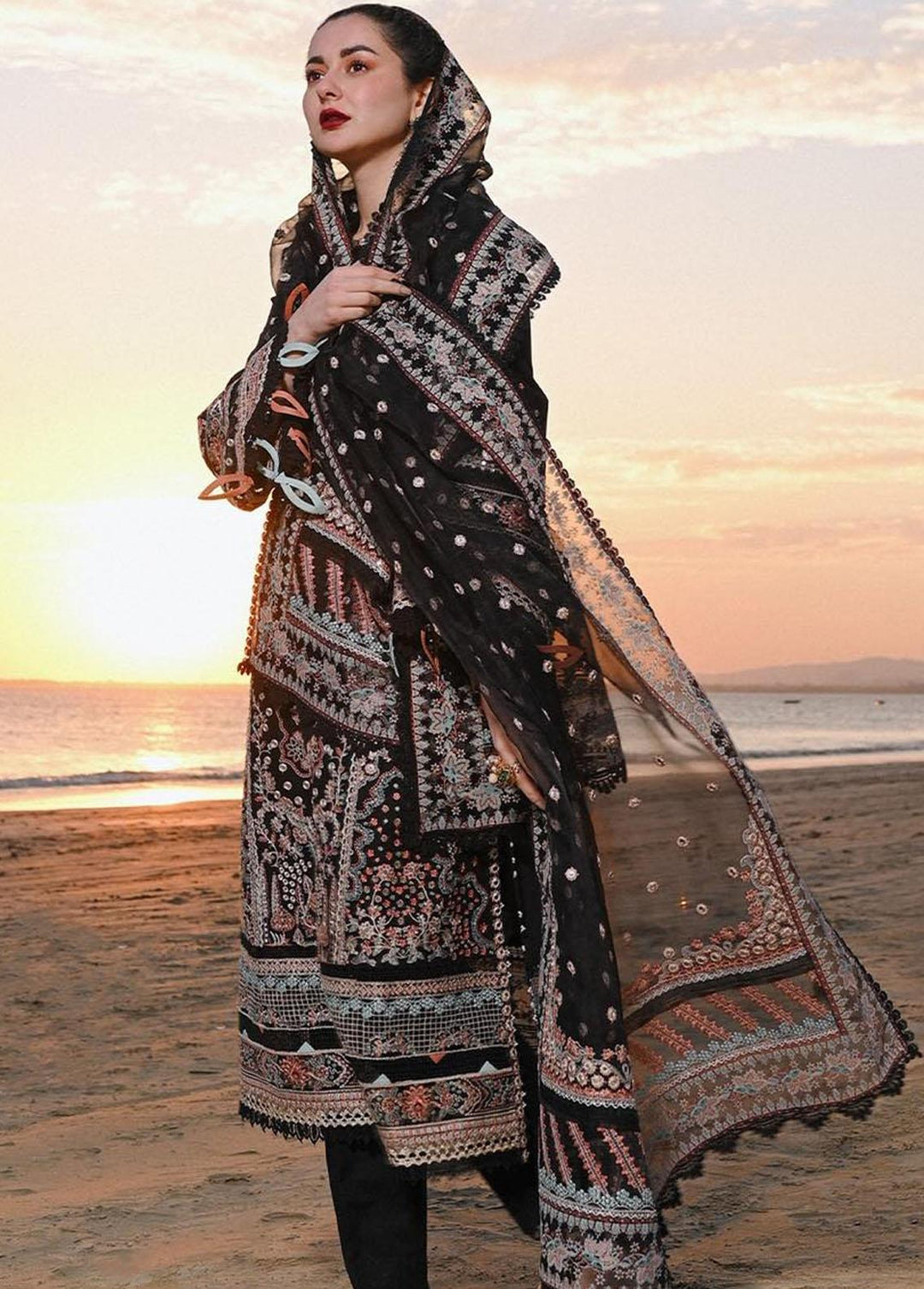 Sahil by Qalamkar Embroidered Lawn Suits Unstitched 3 Piece QLM23S SP-11 Huma - Luxury Collection