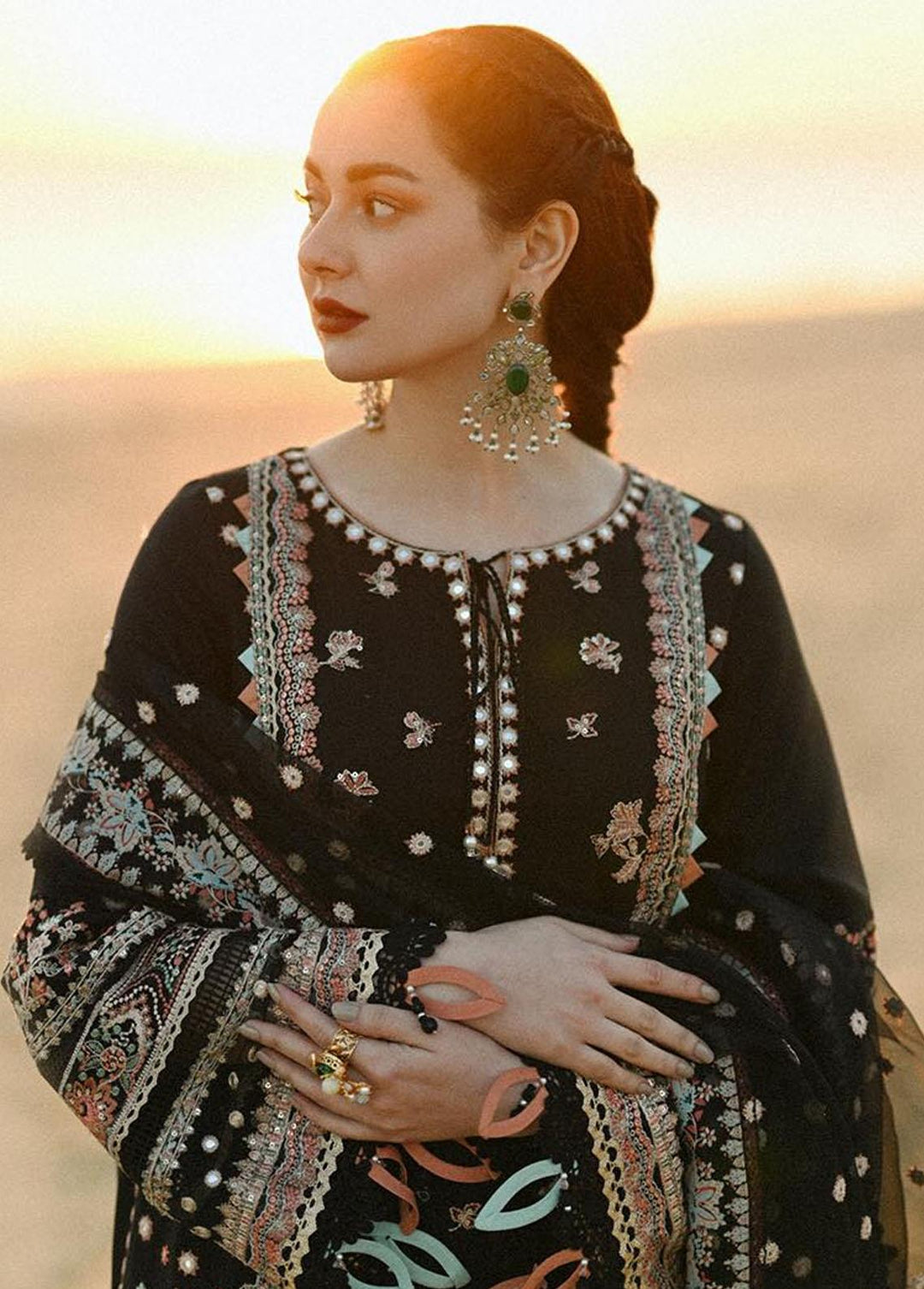 Sahil by Qalamkar Embroidered Lawn Suits Unstitched 3 Piece QLM23S SP-11 Huma - Luxury Collection