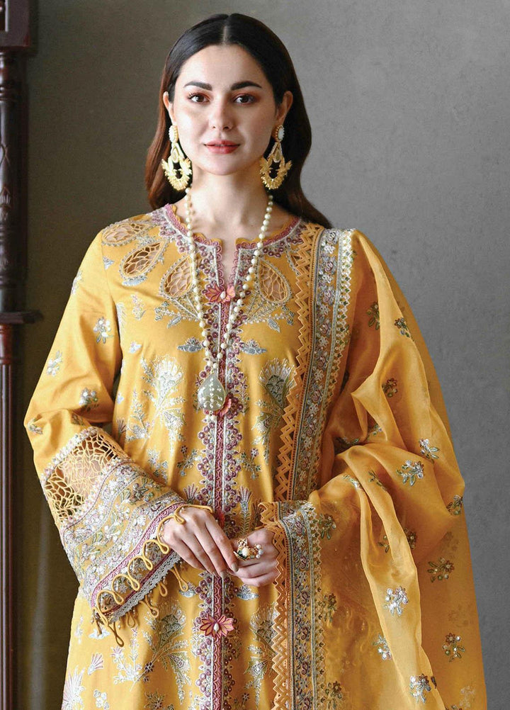 Sahil by Qalamkar Embroidered Lawn Suits Unstitched 3 Piece QLM23S SP-15 Meral - Luxury Collection