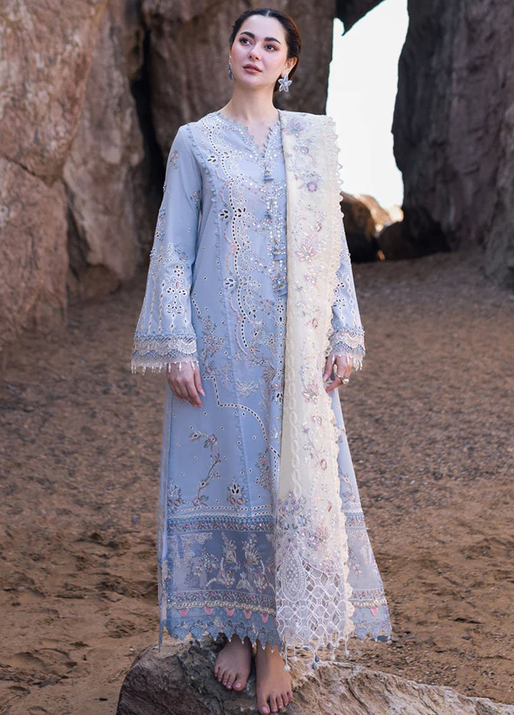 Sahil Kinare by Qalamkar Embroidered Lawn Suits Unstitched 3 Piece QLM24SK FP-04 Firuze - Summer Collection