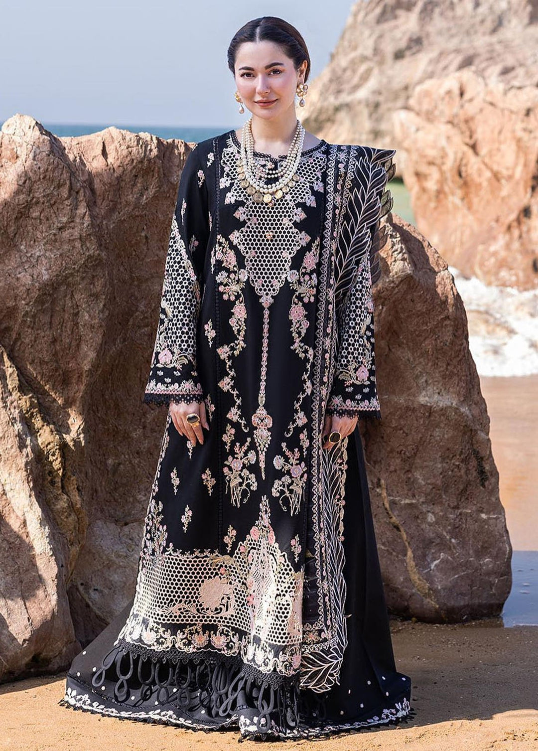 Sahil Kinare by Qalamkar Embroidered Lawn Suits Unstitched 3 Piece QLM24SK FP-14 Rima - Summer Collection