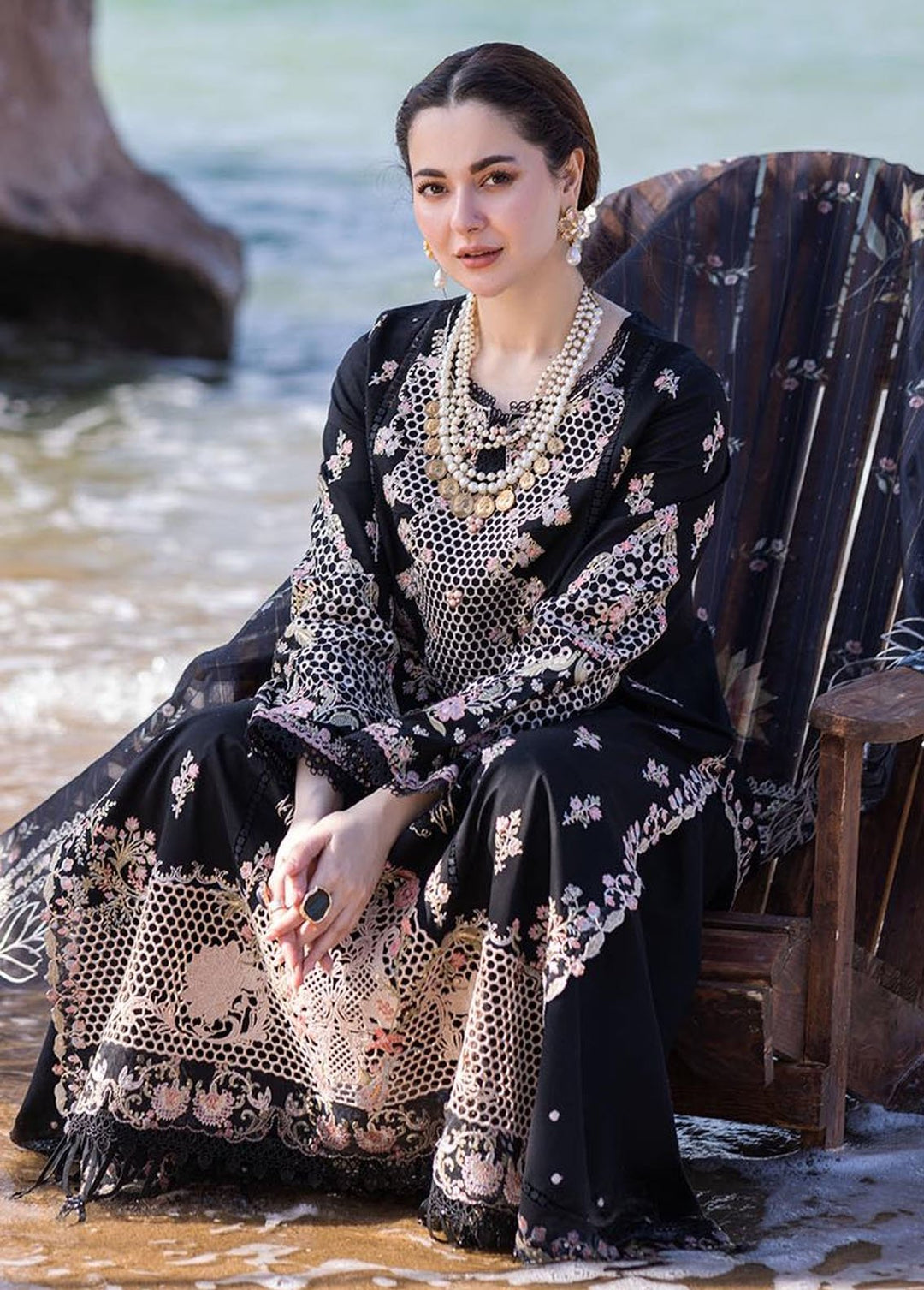 Sahil Kinare by Qalamkar Embroidered Lawn Suits Unstitched 3 Piece QLM24SK FP-14 Rima - Summer Collection