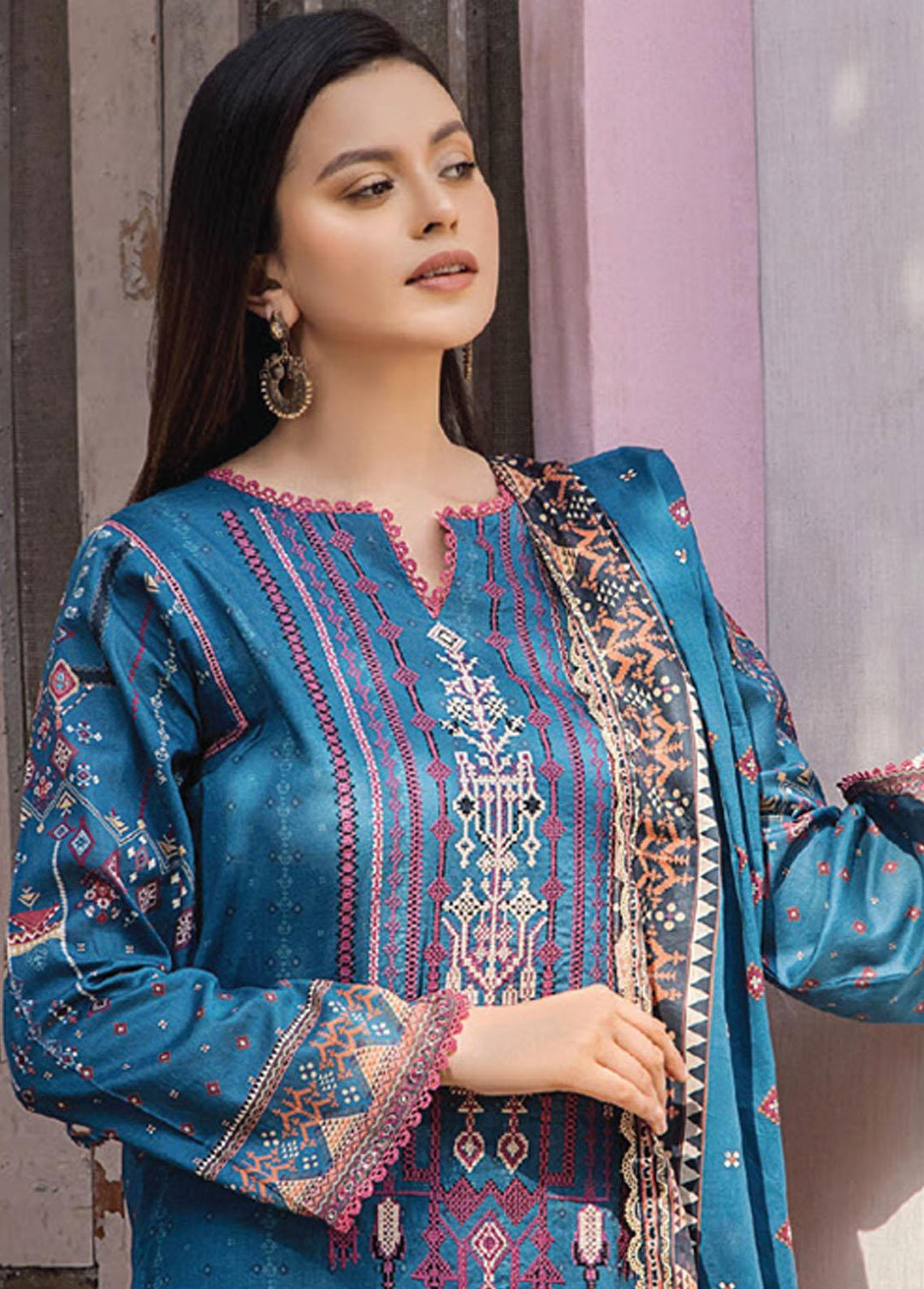 Saira Bano By Humdum Embroidered Lawn Suits Unstitched 3 Piece HD23SB D-08 - Summer Collection