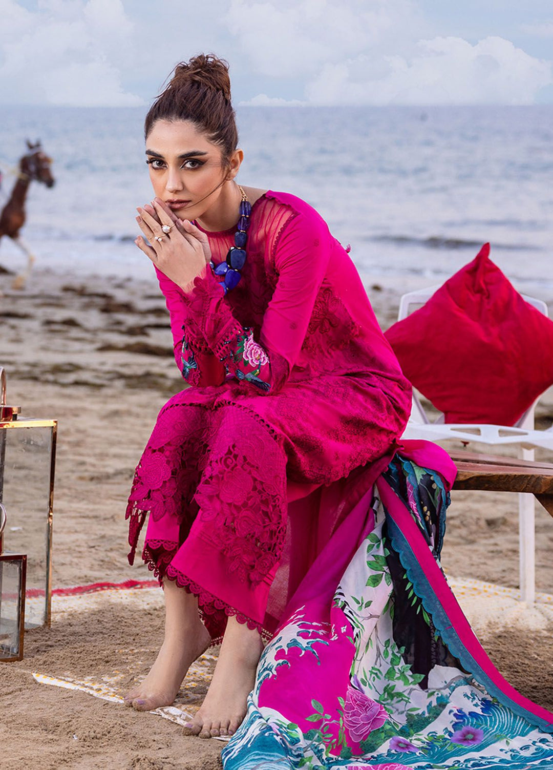 Saira Rizwan Embroidered Lawn Suits Unstitched 3 Piece SR24LL Damask - Luxury Collection