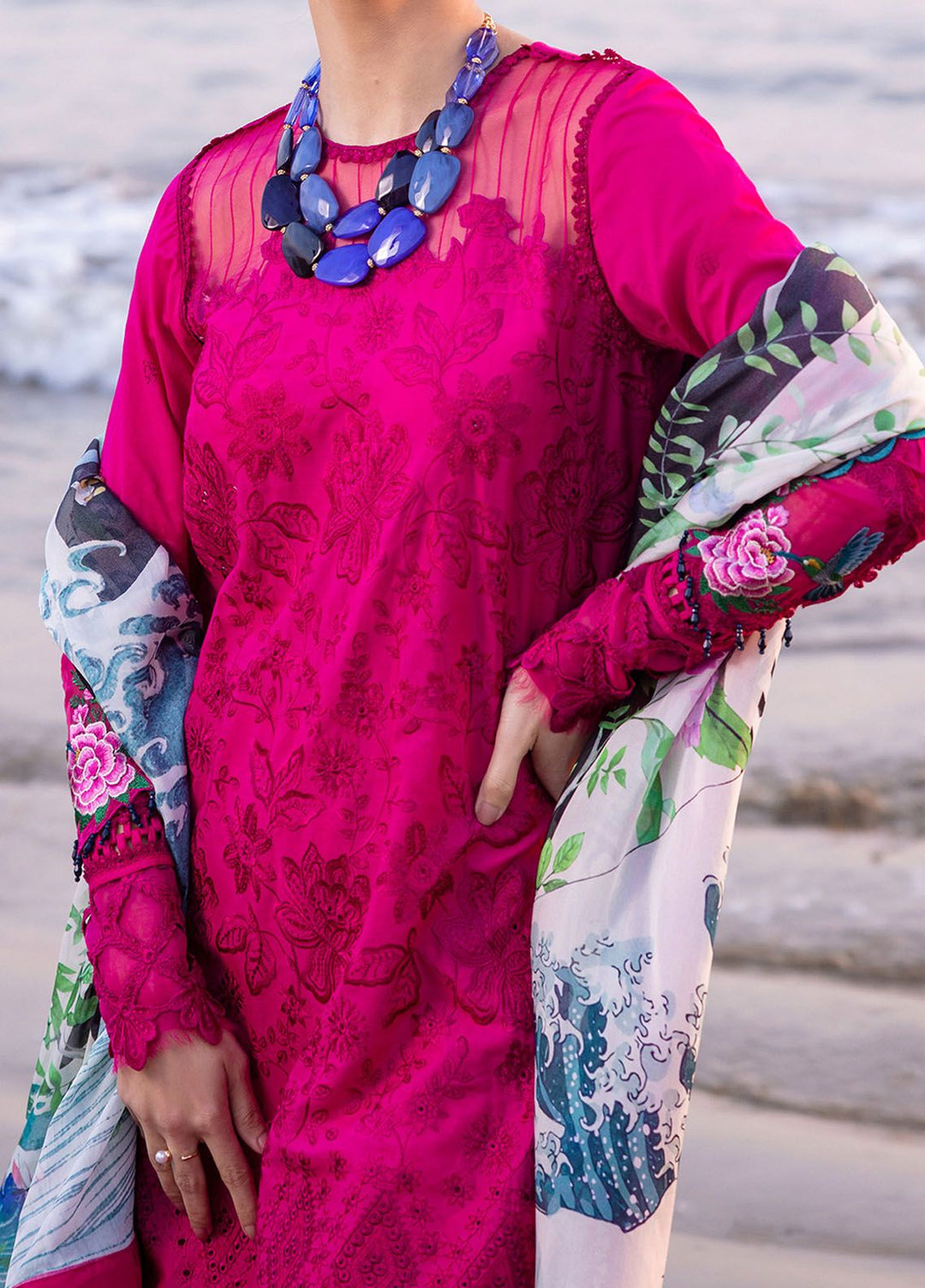 Saira Rizwan Embroidered Lawn Suits Unstitched 3 Piece SR24LL Damask - Luxury Collection