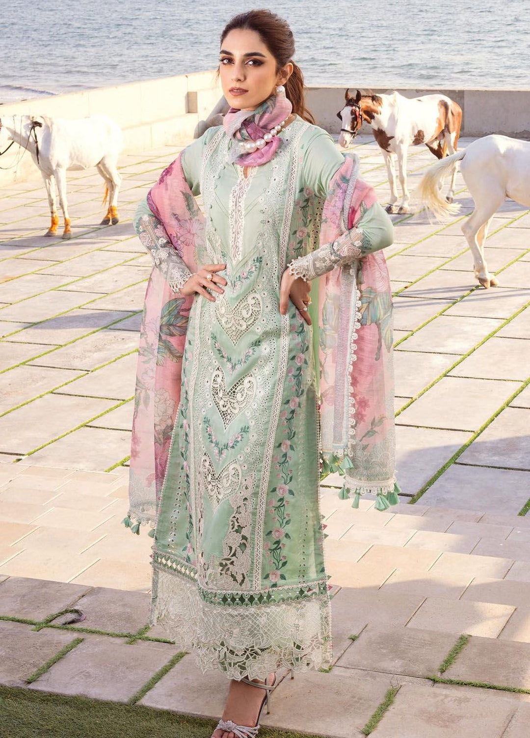 Saira Rizwan Embroidered Lawn Suits Unstitched 3 Piece SR24LL Keshi - Luxury Collection