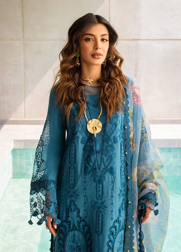 Saira Rizwan Embroidered Lawn Suits Unstitched 3 Piece SR24LL Sapphire - Luxury Collection