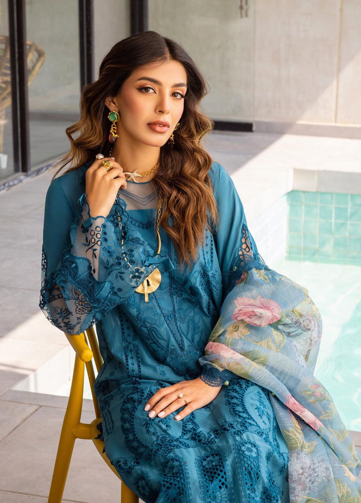 Saira Rizwan Embroidered Lawn Suits Unstitched 3 Piece SR24LL Sapphire - Luxury Collection