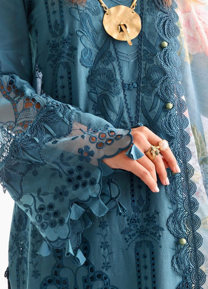 Saira Rizwan Embroidered Lawn Suits Unstitched 3 Piece SR24LL Sapphire - Luxury Collection