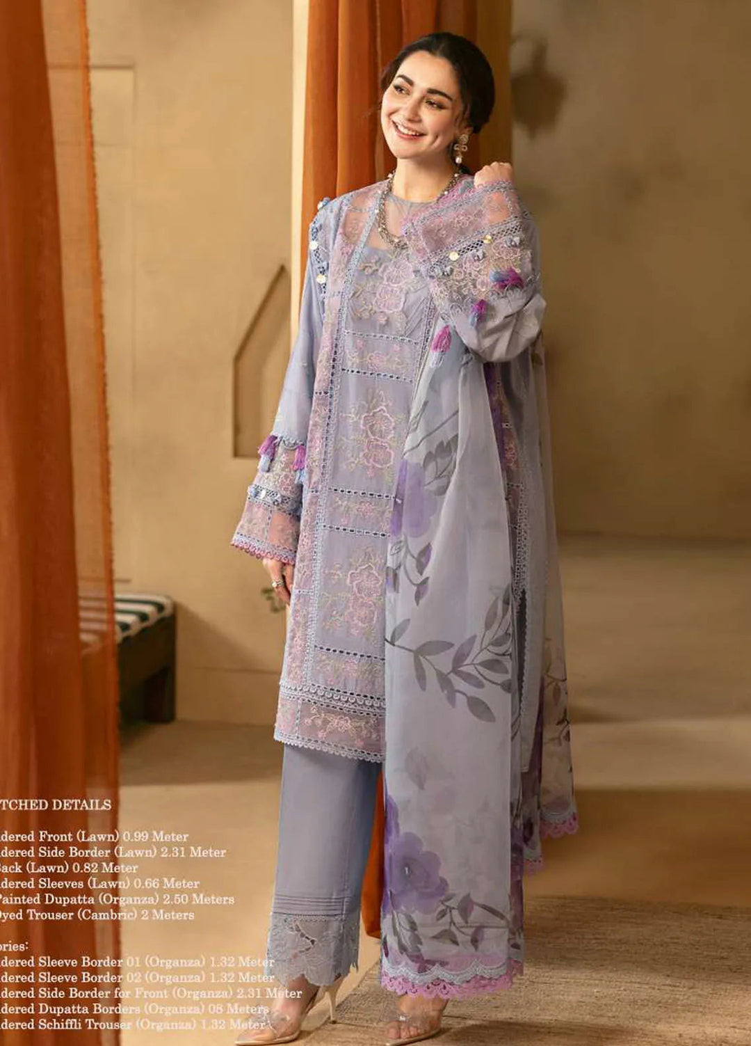Minor Defect - Saira Rizwan Embroidered Lawn Suits Unstitched 3 Piece SR25L SRL25-03 Edrina - Summer Collection