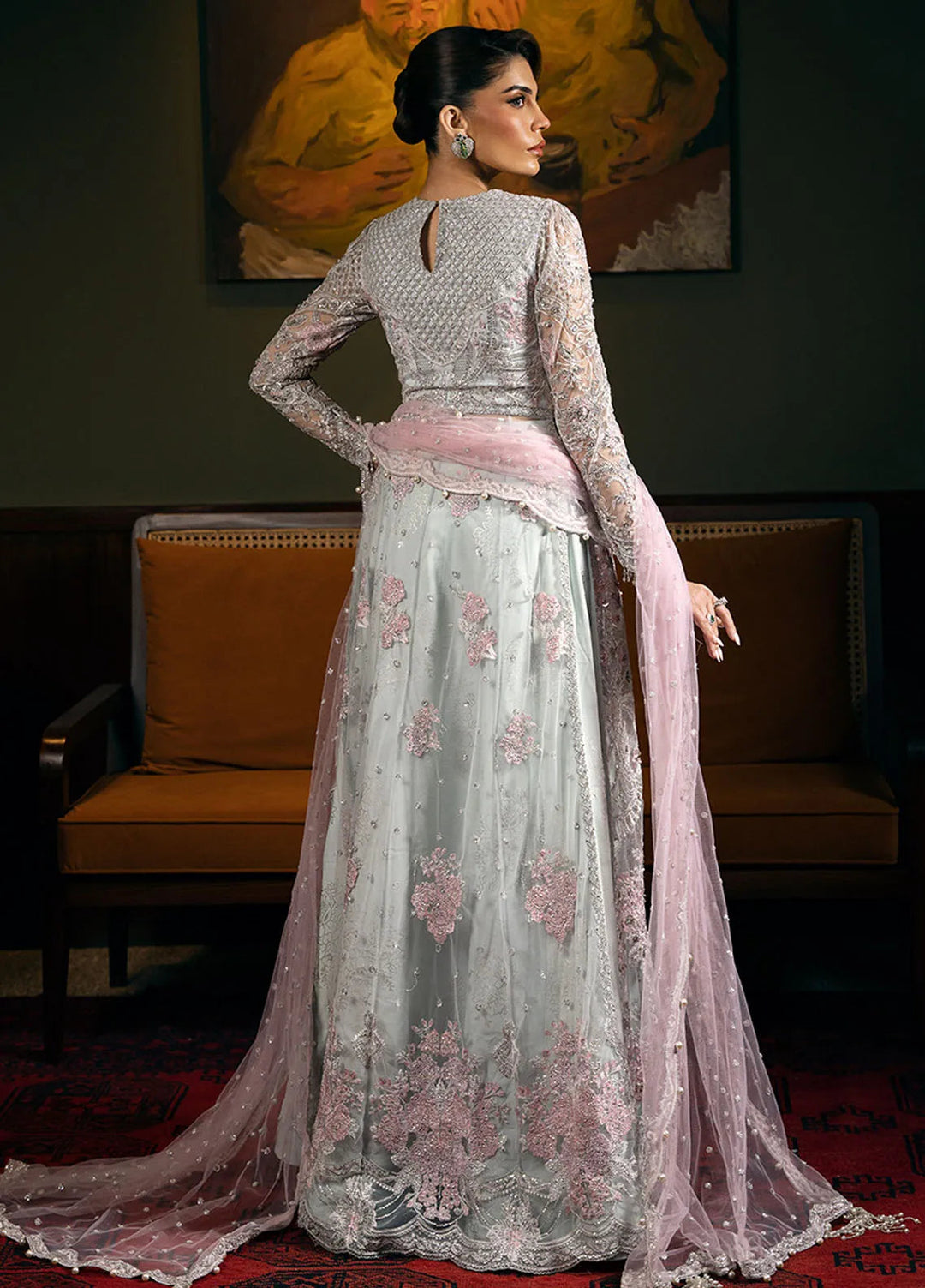 Embroidered Net 4 Piece Suit