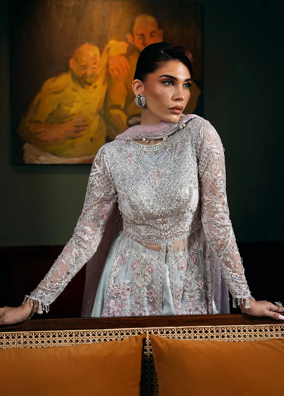 Embroidered Net 4 Piece Suit