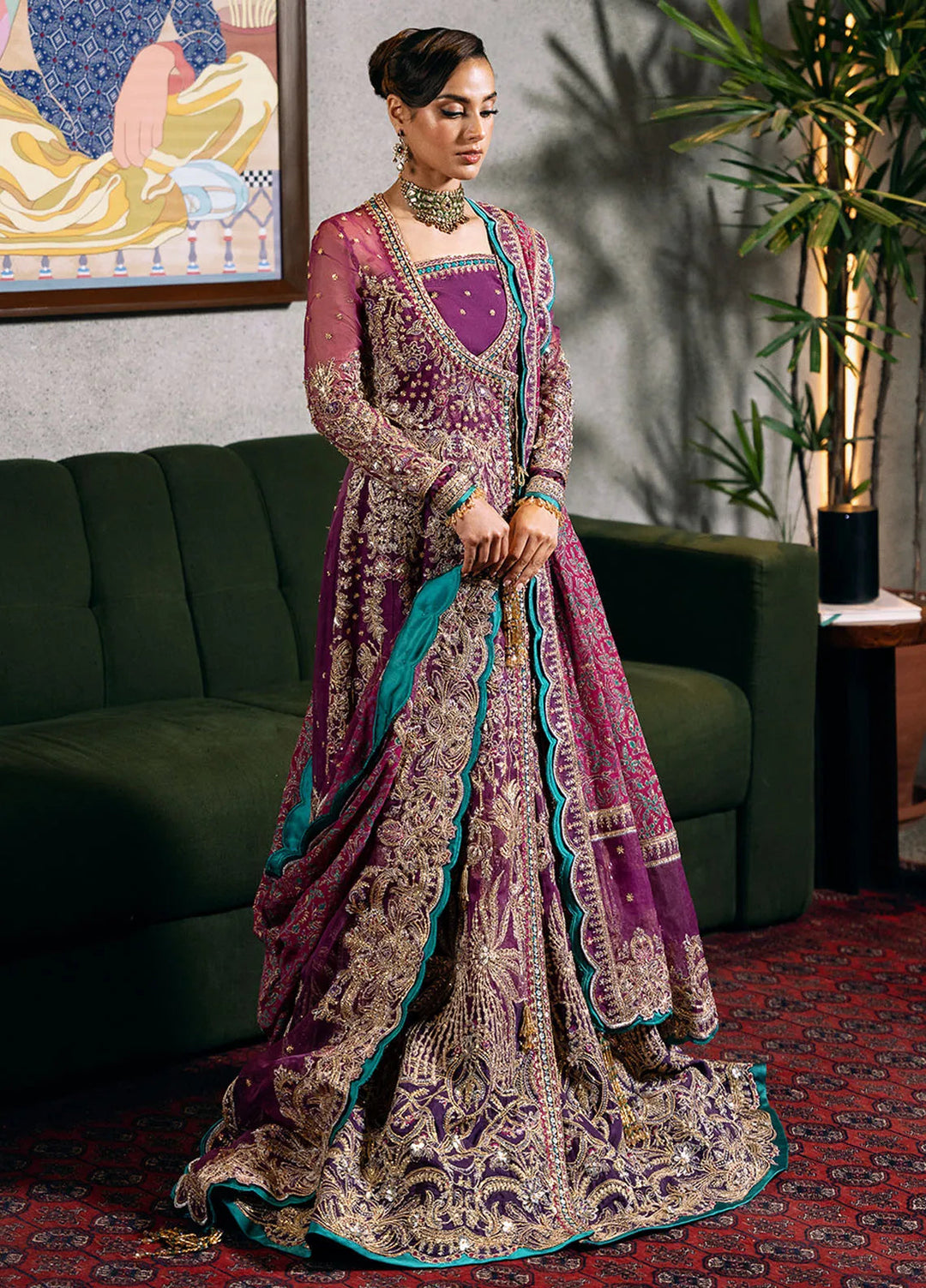 Saira Rizwan Embroidered Organza Suits Unstitched 4 Piece SRF-D-05 Lavena - Festive Collection