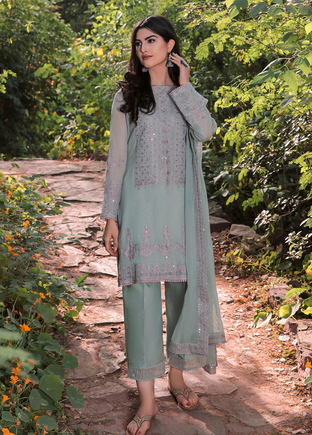 Saira Rizwan Ready to Wear  Cotton Net 4 Piece SR22KGE VASL - A