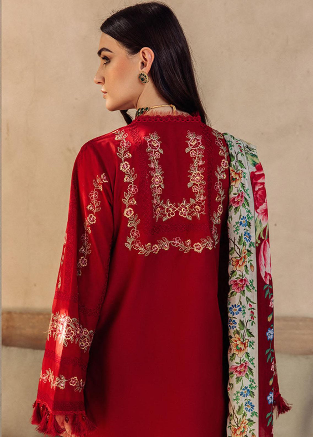 Saira Rizwan Embroidered Lawn Suits Unstitched 3 Piece SR23L SR-05 Roise - Luxury Collection