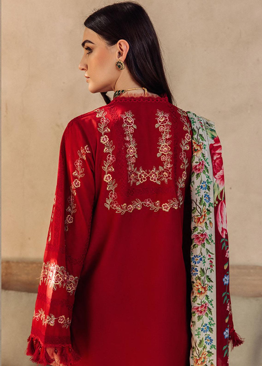 Saira Rizwan Embroidered Lawn Suits Unstitched 3 Piece SR23L SR-05 Roise - Luxury Collection