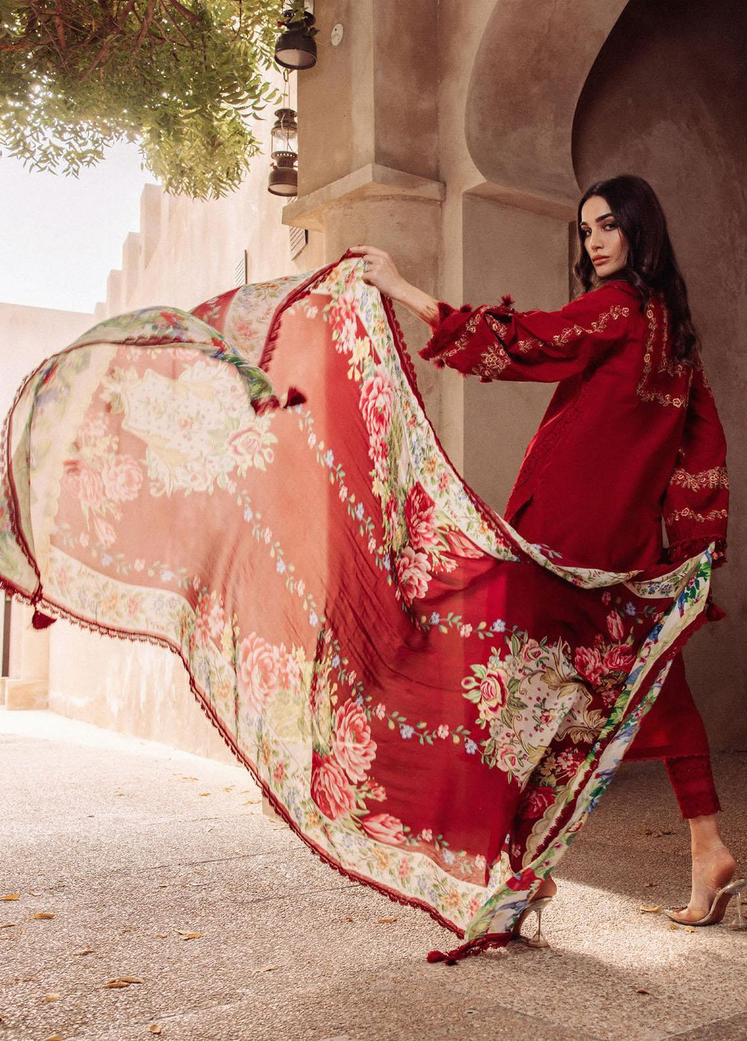 Saira Rizwan Embroidered Lawn Suits Unstitched 3 Piece SR23L SR-05 Roise - Luxury Collection