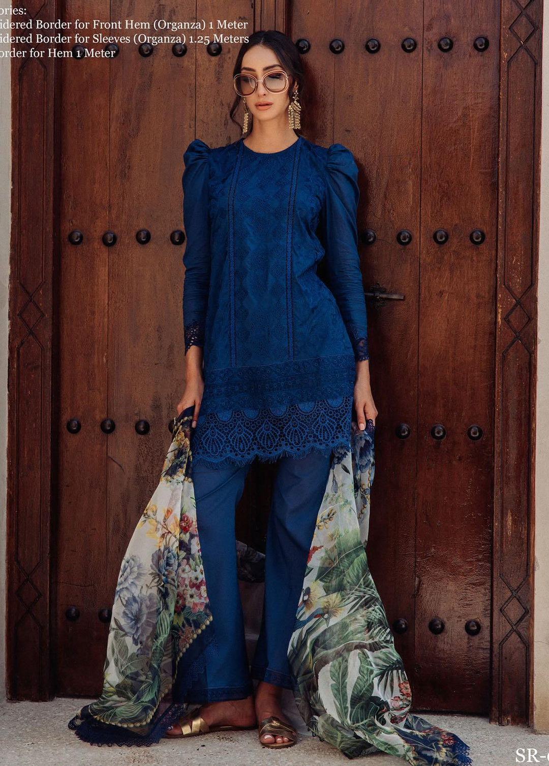 Saira Rizwan Embroidered Lawn Suits Unstitched 3 Piece SR23L SR-08 Iris - Luxury Collection