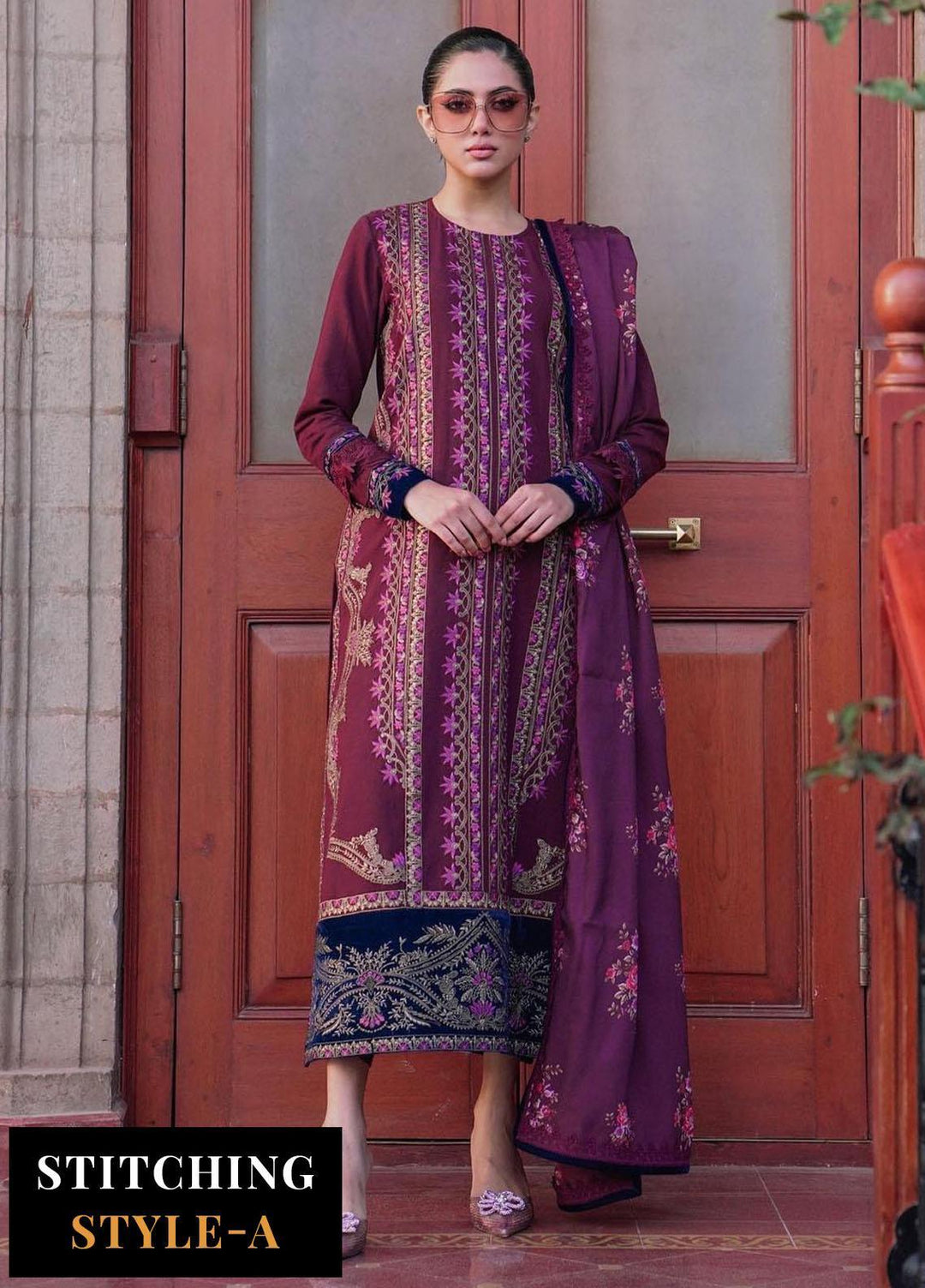 Saira Rizwan Embroidered Khaddar Suits Unstitched 3 Piece SR23WU SR-02 Zaynem - Winter Collection