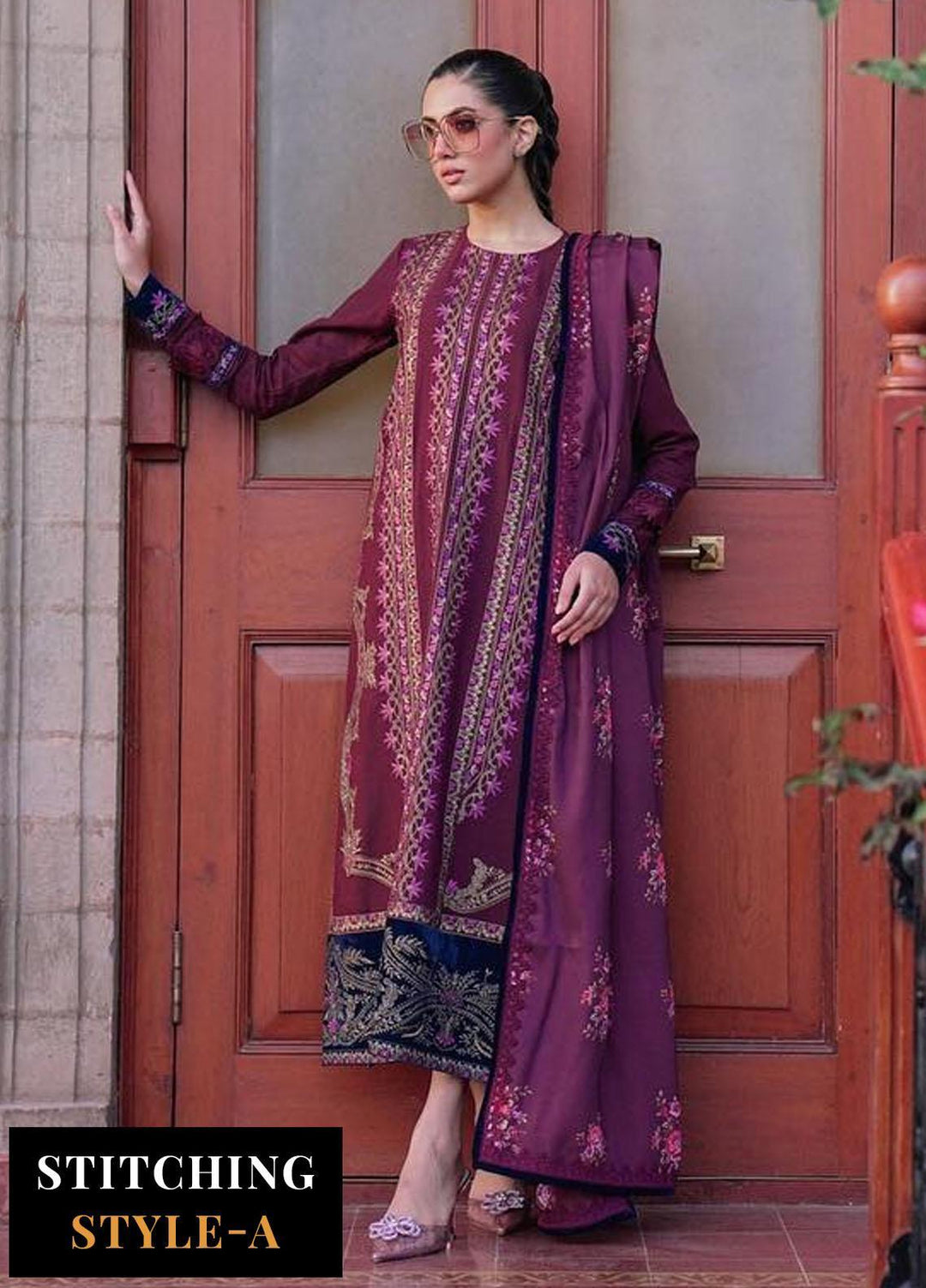 Saira Rizwan Embroidered Khaddar Suits Unstitched 3 Piece SR23WU SR-02 Zaynem - Winter Collection