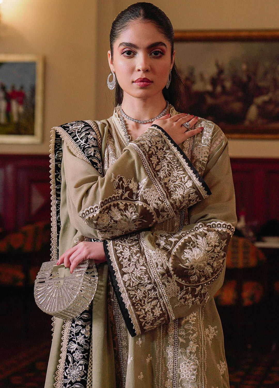 Saira Rizwan Embroidered Karandi Suits Unstitched 3 Piece SR23WU SR-04 Lamisa - Winter Collection