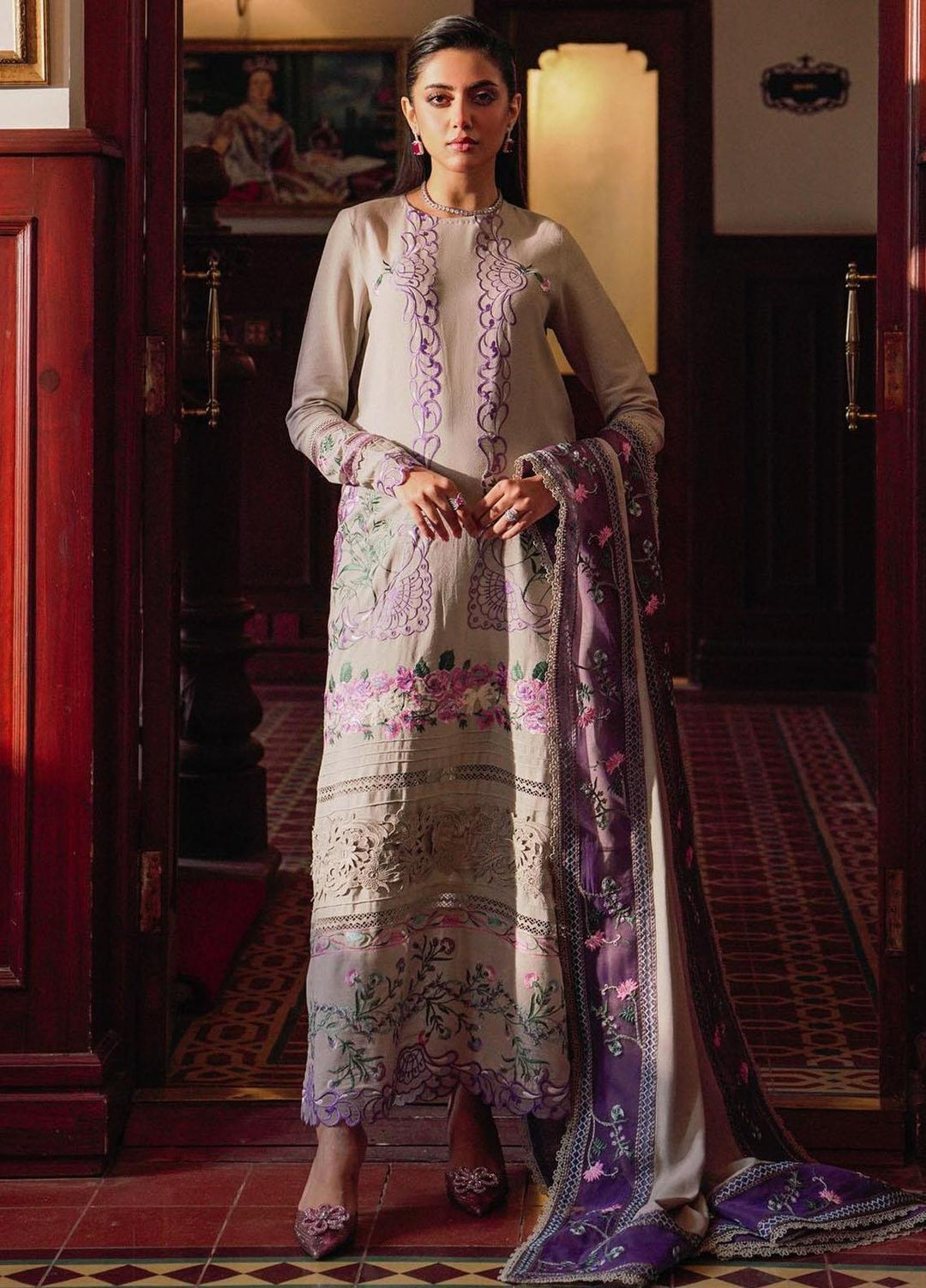 Saira Rizwan Embroidered Karandi Suits Unstitched 3 Piece SR23WU SR-07 Zhalay - Winter Collection