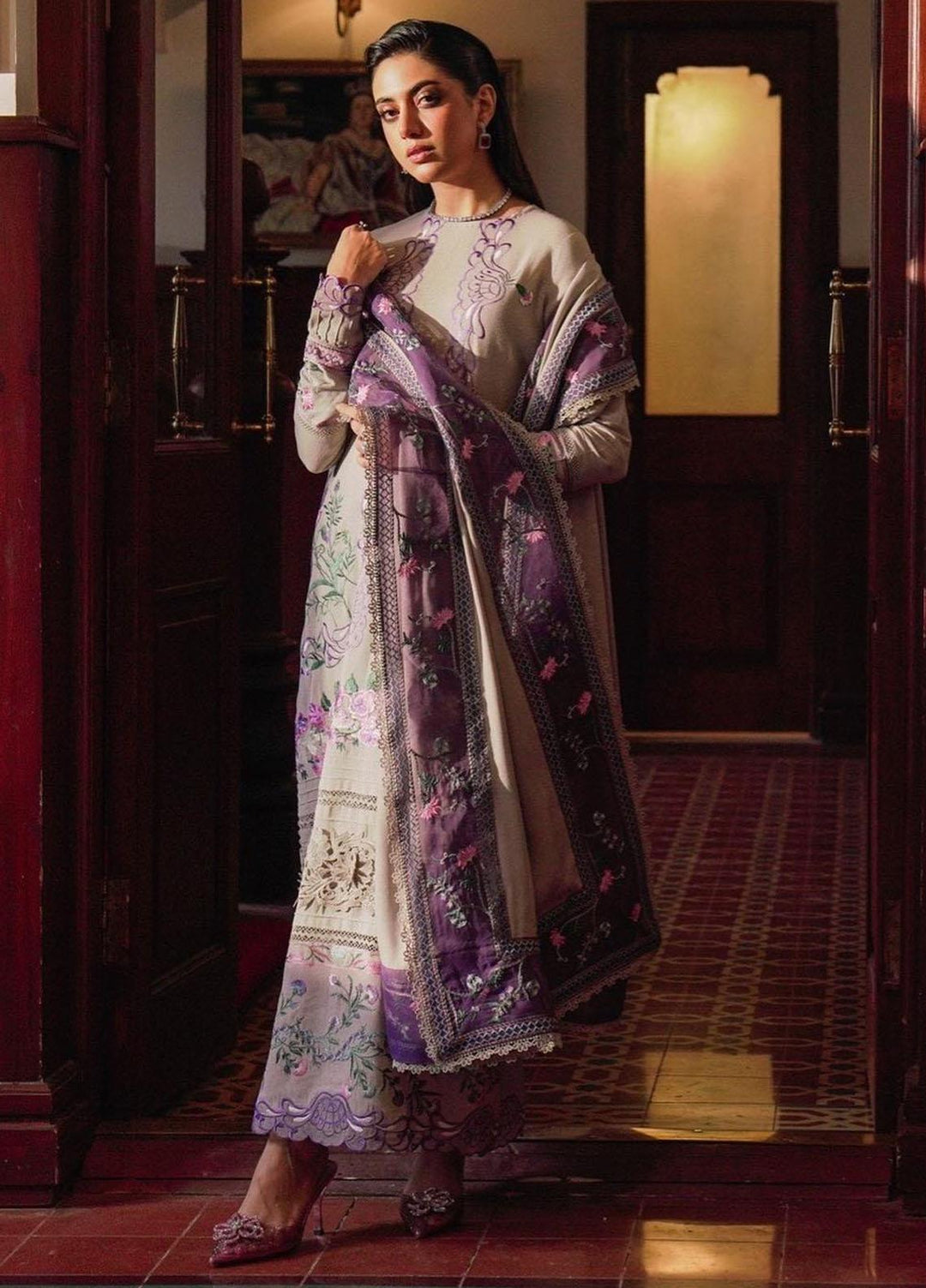 Saira Rizwan Embroidered Karandi Suits Unstitched 3 Piece SR23WU SR-07 Zhalay - Winter Collection