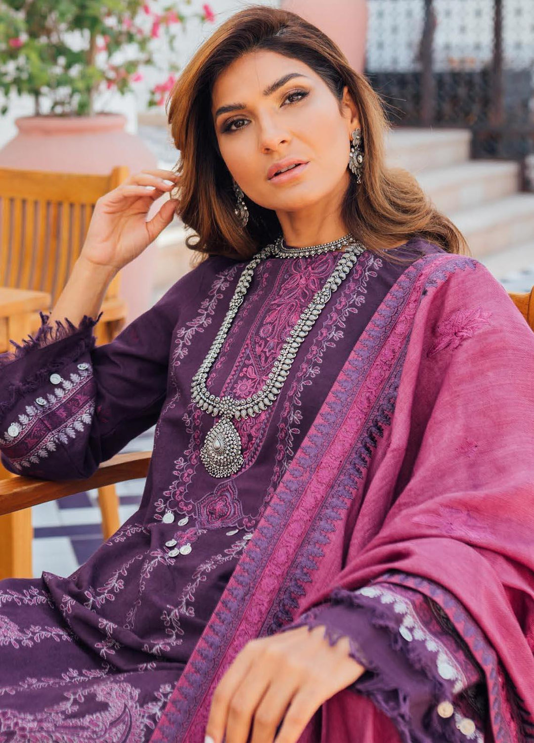 Saira Rizwan Embroidered Khaddar Suits Unstitched 3 Piece SR21W SR-02 BNAFSH - Winter Collection