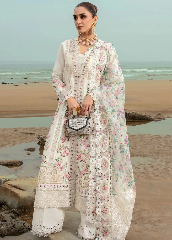 Saira Shakira Embroidered Lawn Suits Unstitched 3 Piece SSR24C Doves Song-Cloud - Summer Collection
