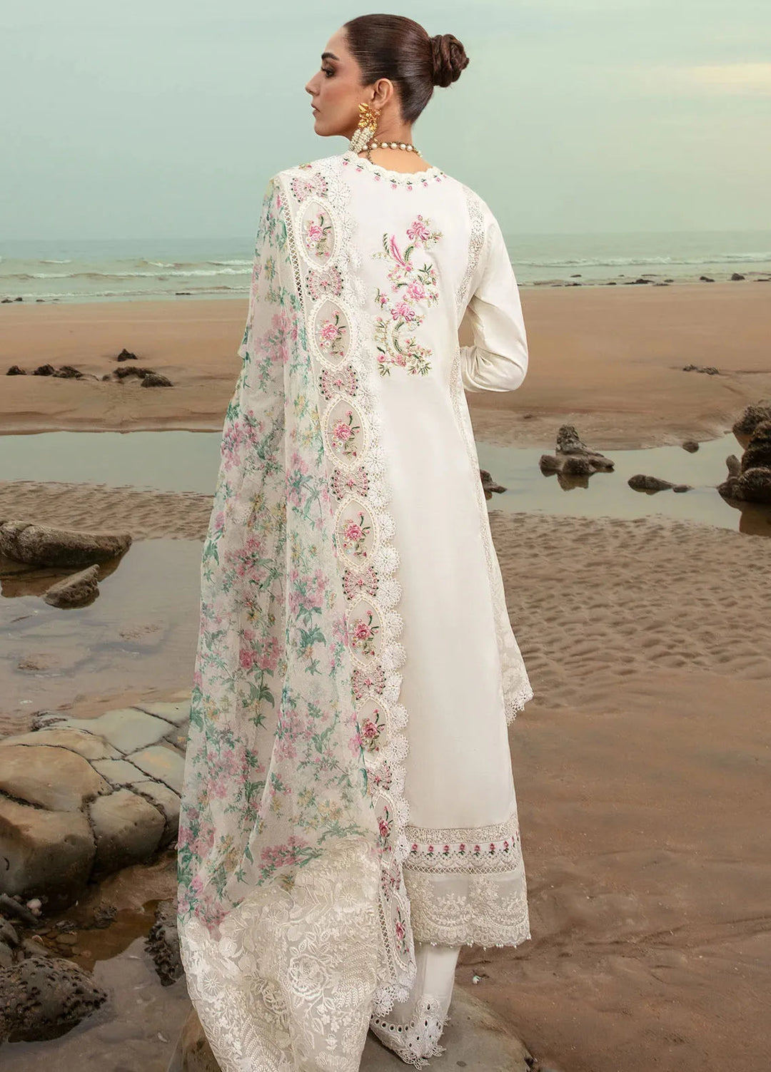 Saira Shakira Embroidered Lawn Suits Unstitched 3 Piece SSR24C Doves Song-Cloud - Summer Collection