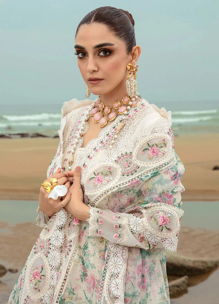 Saira Shakira Embroidered Lawn Suits Unstitched 3 Piece SSR24C Doves Song-Cloud - Summer Collection