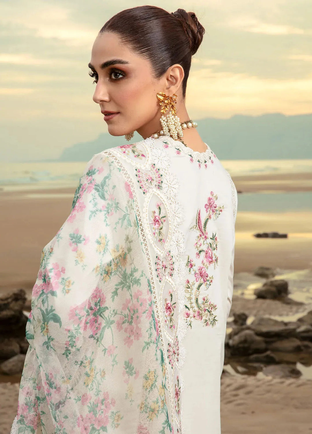 Saira Shakira Embroidered Lawn Suits Unstitched 3 Piece SSR24C Doves Song-Cloud - Summer Collection
