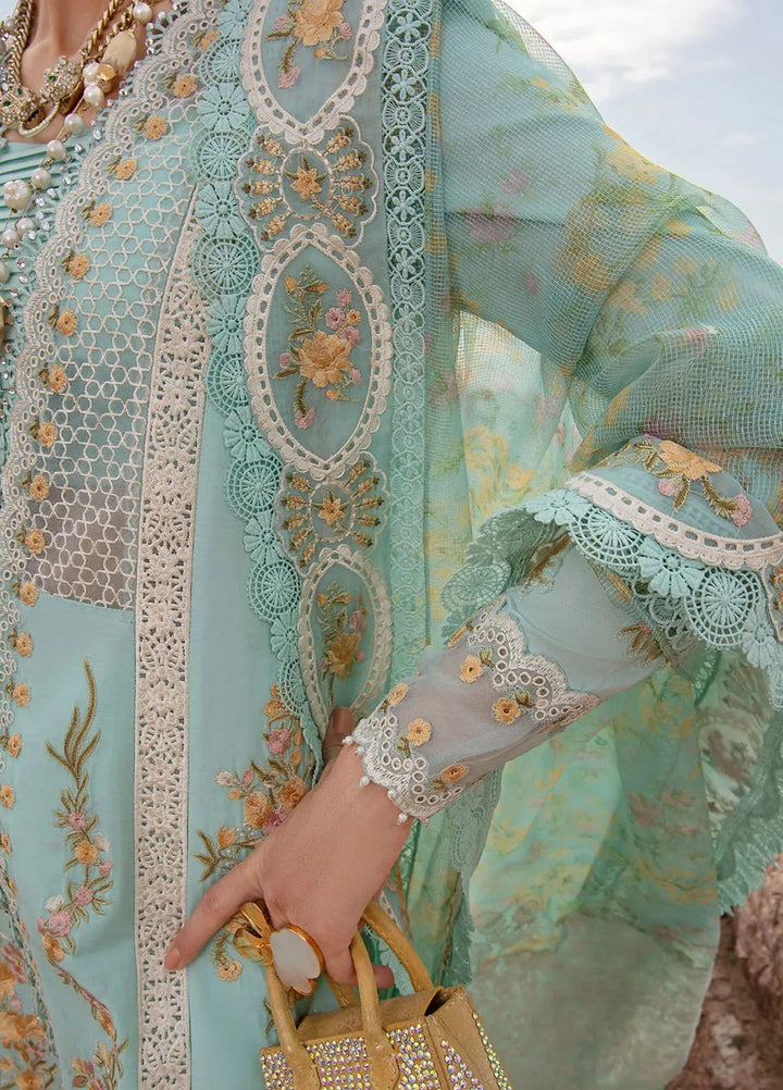 Saira Shakira Embroidered Lawn Suits Unstitched 3 Piece SSR24C Doves Song-Opel - Summer Collection