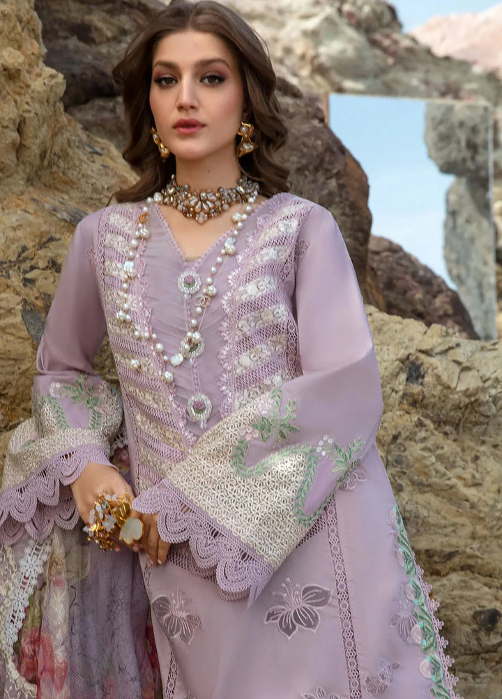 Saira Shakira Embroidered Lawn Suits Unstitched 3 Piece SSR24C Lillie de Jong-Amethyst - Summer Collection