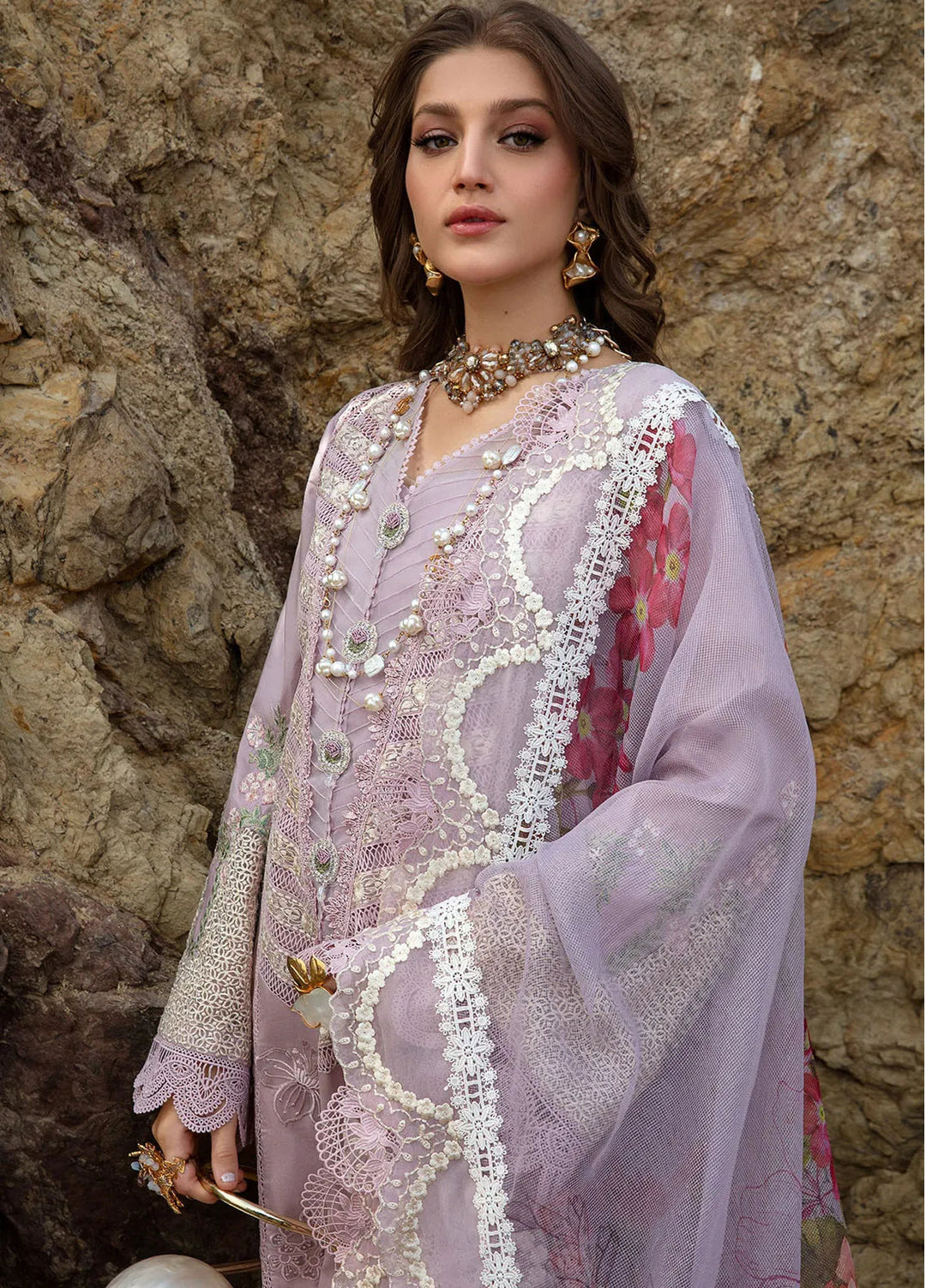 Saira Shakira Embroidered Lawn Suits Unstitched 3 Piece SSR24C Lillie de Jong-Amethyst - Summer Collection