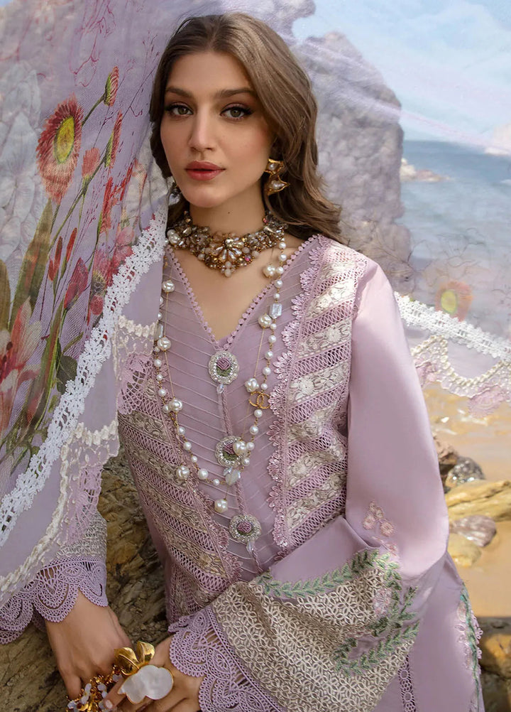 Saira Shakira Embroidered Lawn Suits Unstitched 3 Piece SSR24C Lillie de Jong-Amethyst - Summer Collection