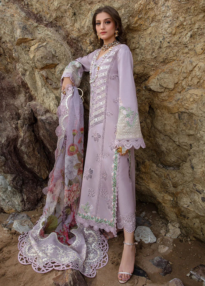 Saira Shakira Embroidered Lawn Suits Unstitched 3 Piece SSR24C Lillie de Jong-Amethyst - Summer Collection